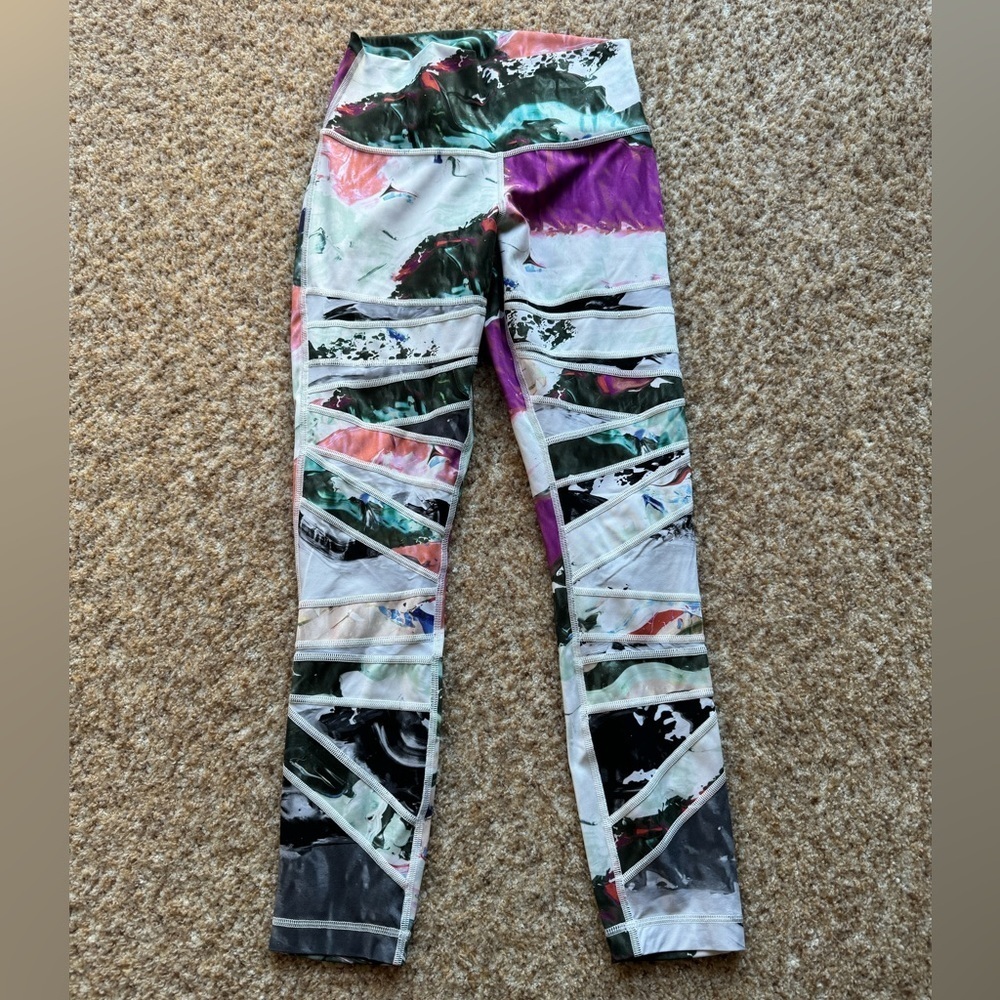 RARE Lululemon High Times Full On Luon 7/8 Pigment Wave Multi Sz 6.. no Size Tag